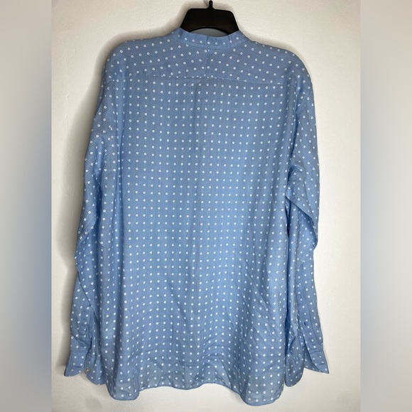 NWOT CAMICISSIMA Blue Button-Up Shirt with White Flowers Dots - Picture 2 of 5